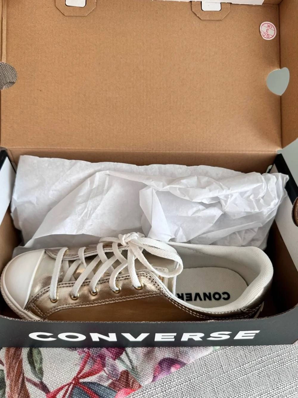 New 7 gold converse all star chuck Taylor low top sneakers shoes trainers lucky - Picture 5 of 11